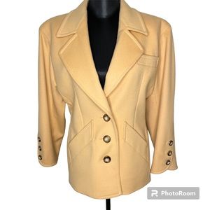 Vintage Saint Laurent Blazer Jacket Rive Gauche Wool YSL Amber Yellow Size Fr 42